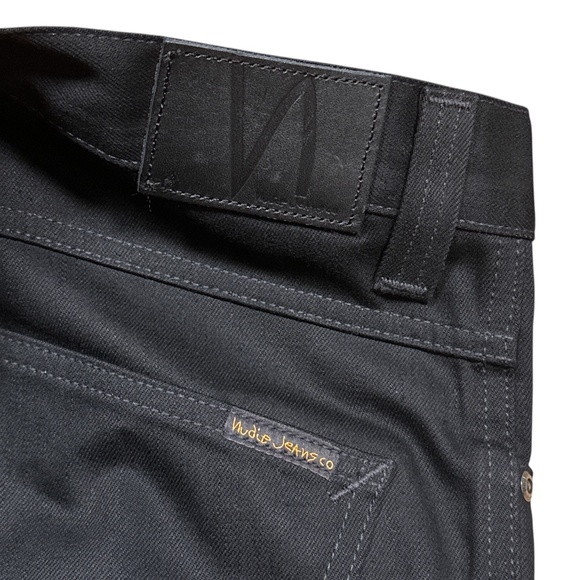 Nudie Slim Jim Organic Dry Black Cotton Slim Fit Bootcut Jeans Mens 34 - Picture 6 of 11